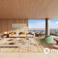 Panorama Skyline Ibirapuera - Perspectiva living e terraço integrado Panorama Skyline Ibirapuera - Perspectiva living e terraço integrado