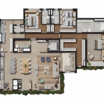 Panorama Skyline Ibirapuera - Planta 248m² - 3 suítes opção decorado Panorama Skyline Ibirapuera - Planta 248m² - 3 suítes opção decorado