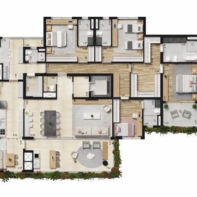 Panorama Skyline Ibirapuera - Planta 248m² - 4 suítes padrão Panorama Skyline Ibirapuera - Planta 248m² - 4 suítes padrão