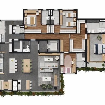 Panorama Skyline Ibirapuera - Planta 248m² - 4 suítes e living ampliado Panorama Skyline Ibirapuera - Planta 248m² - 4 suítes e living ampliado