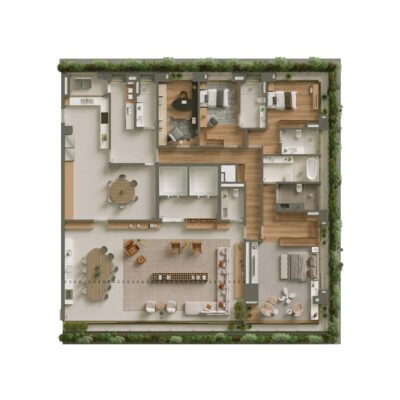 Vista Parque Ibirapuera - Planta 373m² - Opção | 3 suítes com cozinha gourmet Vista Parque Ibirapuera - Planta 373m² - Opção | 3 suítes com cozinha gourmet