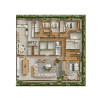 Vista Parque Ibirapuera - Planta 373m² - Opção | 3 suítes com suíte master ampliada Vista Parque Ibirapuera - Planta 373m² - Opção | 3 suítes com suíte master ampliada