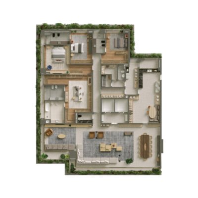 Vista Parque Ibirapuera - Planta 453m² - Opção | 3 suítes com cozinha gourmet Vista Parque Ibirapuera - Planta 453m² - Opção | 3 suítes com cozinha gourmet