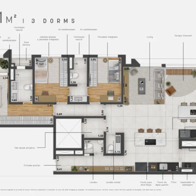 Axis Campo Belo - Planta 131m² - 3 dormitórios Axis Campo Belo - Planta 131m² - 3 dormitórios
