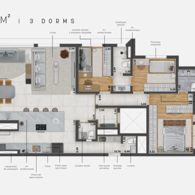 Axis Campo Belo - Planta 136m² - 3 dormitórios Axis Campo Belo - Planta 136m² - 3 dormitórios