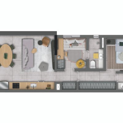 Canto Sabiá - Planta 68m² - 2 suítes integrado Canto Sabiá - Planta 68m² - 2 suítes integrado