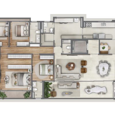 Casa Piauí Higienópolis - Planta 249m² - 4 suítes Casa Piauí Higienópolis - Planta 249m² - 4 suítes