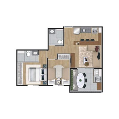 Constantino Campo Belo - Planta 55m² - 2 dorms Constantino Campo Belo - Planta 55m² - 2 dorms