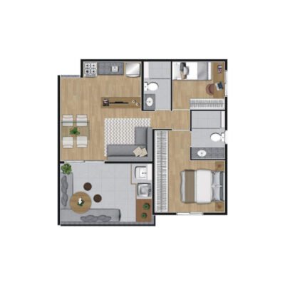 Constantino Campo Belo - Planta 57m² - 2 dorms Constantino Campo Belo - Planta 57m² - 2 dorms