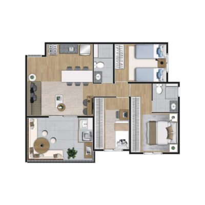 Constantino Campo Belo - Planta 69m² - 3 dorms Constantino Campo Belo - Planta 69m² - 3 dorms