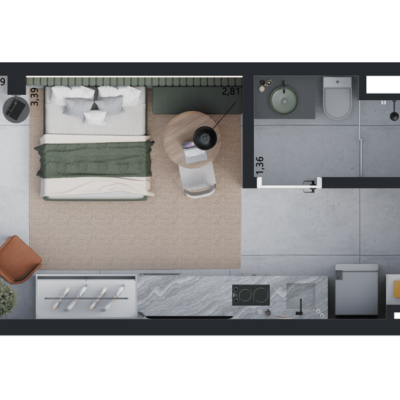 Grafik Moema - Planta 24m² - studio Grafik Moema - Planta 24m² - studio