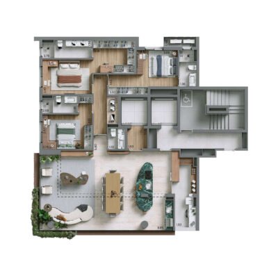 Lumine Campo Belo - Planta 151m² - Opção living integrado Lumine Campo Belo - Planta 151m² - Opção living integrado