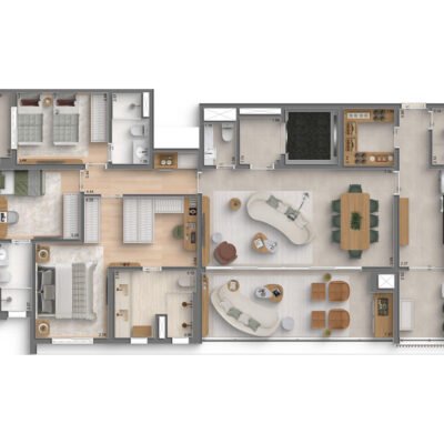 MAC Vila Clementino - Planta 157m² - Opção 3 suítes com cozinha fechada MAC Vila Clementino - Planta 157m² - Opção 3 suítes com cozinha fechada