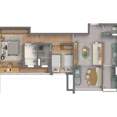 MAC Vila Clementino - Planta 81m² - 2 suítes MAC Vila Clementino - Planta 81m² - 2 suítes