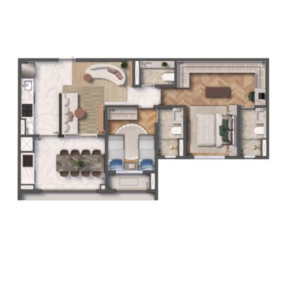 Mediterranée Vila Mascote - Planta 72m² - 2 suítes Mediterranée Vila Mascote - Planta 72m² - 2 suítes