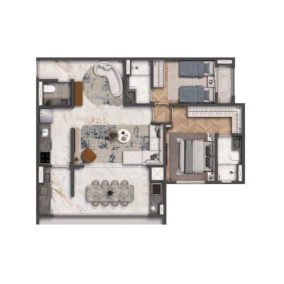 Mediterranée Vila Mascote - Planta 88m² - 2 suítes Mediterranée Vila Mascote - Planta 88m² - 2 suítes