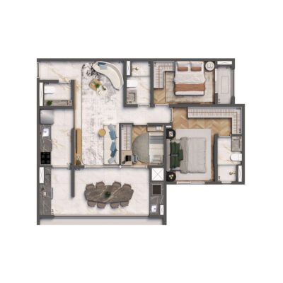 Mediterranée Vila Mascote - Planta 88m² - 3 dormitórios Mediterranée Vila Mascote - Planta 88m² - 3 dormitórios