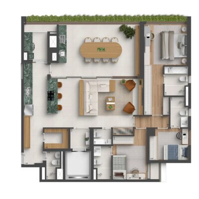Quarten Ibirapuera - Planta 164m² - Opção 3 suítes Quarten Ibirapuera - Planta 164m² - Opção 3 suítes