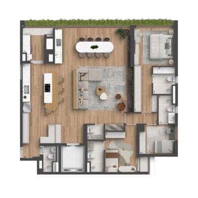 Quarten Ibirapuera - Planta 164m² - Opção 3 suítes decorado Quarten Ibirapuera - Planta 164m² - Opção 3 suítes decorado