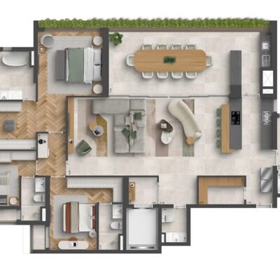 Quarten Ibirapuera - Planta 207m² - Opção 3 suítes Quarten Ibirapuera - Planta 207m² - Opção 3 suítes