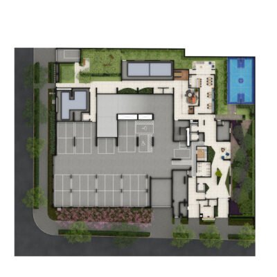 Raízes Premium Campo Belo - Implantação térreo Raízes Premium Campo Belo - Implantação térreo