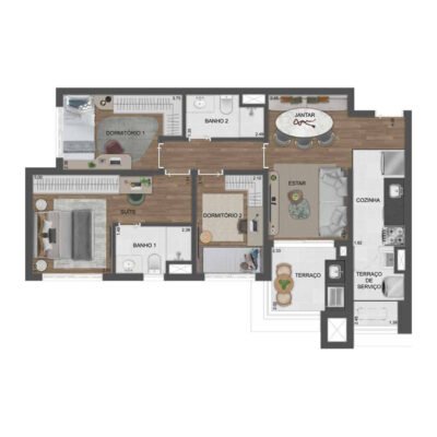 Reserva São Caetano Parque - Planta 76m² ou 79m² - 3 dorms Reserva São Caetano Parque - Planta 76m² ou 79m² - 3 dorms