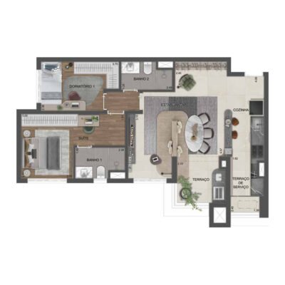 Reserva São Caetano Parque - Planta 76m² ou 79m² - Opção 2 dorms Reserva São Caetano Parque - Planta 76m² ou 79m² - Opção 2 dorms