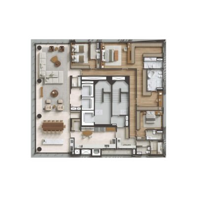 Singular Ibirapuera - Planta 317m² - 3 suítes com cozinha integrada Singular Ibirapuera - Planta 317m² - 3 suítes com cozinha integrada