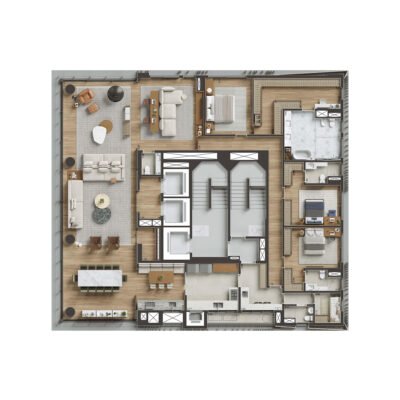 Singular Ibirapuera - Planta 317m² - 3 suítes com living ampliado Singular Ibirapuera - Planta 317m² - 3 suítes com living ampliado