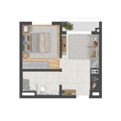 Sync Campo Belo - Planta 30m² - 1 dormitório Sync Campo Belo - Planta 30m² - 1 dormitório