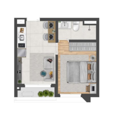 Sync Campo Belo - Planta 31m² - 1 suíte Sync Campo Belo - Planta 31m² - 1 suíte