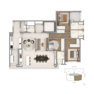 The Garden Klabin - Planta 136m² - 3 suítes The Garden Klabin - Planta 136m² - 3 suítes