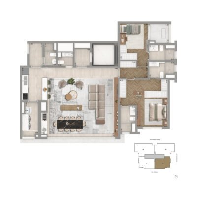 The Garden Klabin - Planta 136m² - Opção ampliada The Garden Klabin - Planta 136m² - Opção ampliada