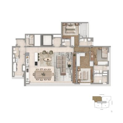 The Garden Klabin - Planta 170m² - Opção ampliada The Garden Klabin - Planta 170m² - Opção ampliada