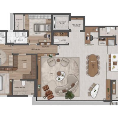 The Selection Moema - Planta 170m² - Opção 3 suítes The Selection Moema - Planta 170m² - Opção 3 suítes