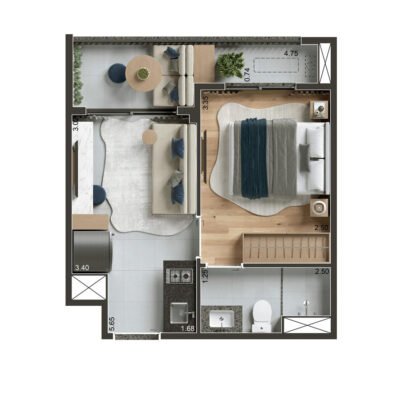 Today Chácara Santo Antônio - Planta 30m² - 1 suíte Today Chácara Santo Antônio - Planta 30m² - 1 suíte