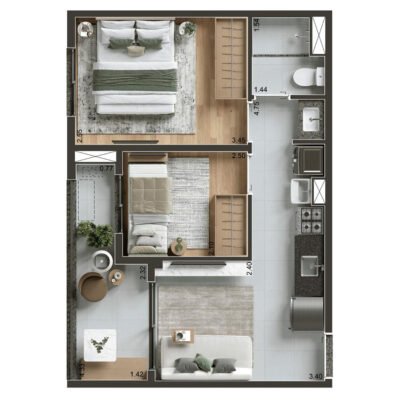 Today Chácara Santo Antônio - Planta 39m² - 2 dormitórios Today Chácara Santo Antônio - Planta 39m² - 2 dormitórios