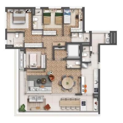 Essential Brooklin - Planta 167m² - 4 dorms Essential Brooklin - Planta 167m² - 4 dorms