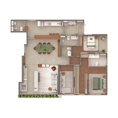 Gavia Moema - Planta 150m² - Opção 2 suítes com sala íntima Gavia Moema - Planta 150m² - Opção 2 suítes com sala íntima