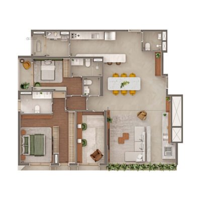 Gavia Moema - Planta 150m² - Opção 2 suítes com sala íntima | Final 2 Gavia Moema - Planta 150m² - Opção 2 suítes com sala íntima | Final 2