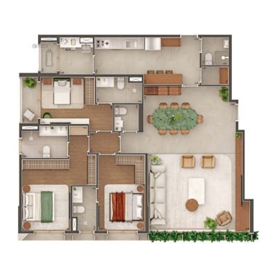 Gavia Moema - Planta 150m² - Opção 3 suítes | Final 2 Gavia Moema - Planta 150m² - Opção 3 suítes | Final 2