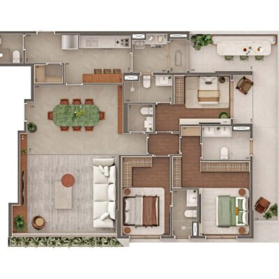 Gavia Moema - Planta 178m² - 3 suítes garden Gavia Moema - Planta 178m² - 3 suítes garden