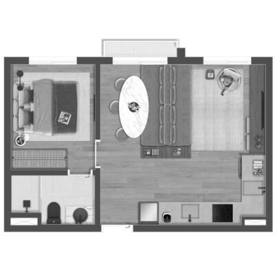 Hauser Home Design - Planta 38m² - 1 suíte Hauser Home Design - Planta 38m² - 1 suíte