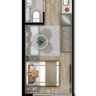 Inside Brooklin - Planta 21m² Inside Brooklin - Planta 21m²