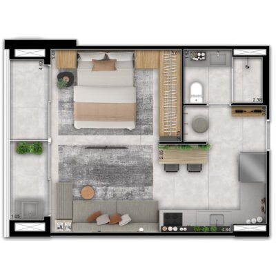 Inside Brooklin - Planta 42m² Inside Brooklin - Planta 42m²