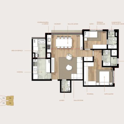 Quintessence Campo Belo - Planta 88m² - 2 suítes tipo B Quintessence Campo Belo - Planta 88m² - 2 suítes tipo B