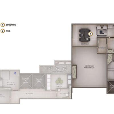 Skyline Brooklin - Implantação mezanino Skyline Brooklin - Implantação mezanino