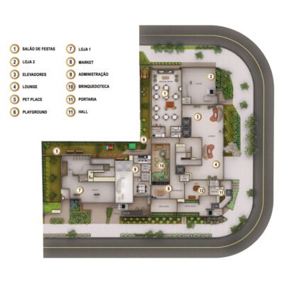 Skyline Brooklin - Implantação térreo Skyline Brooklin - Implantação térreo