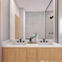 Skyline Brooklin - Perspectiva cuba dupla no banho master Skyline Brooklin - Perspectiva cuba dupla no banho master