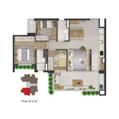 Triunfo Campo Belo - Planta 81m² - 3 dorms Triunfo Campo Belo - Planta 81m² - 3 dorms